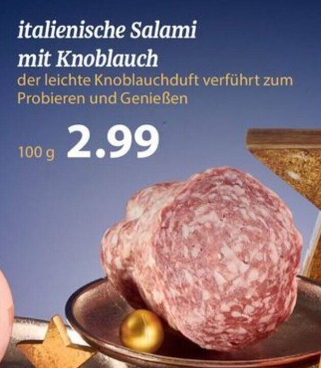 italienische Salami mit Knoblauch 100g Angebot bei Famila Nord Ost