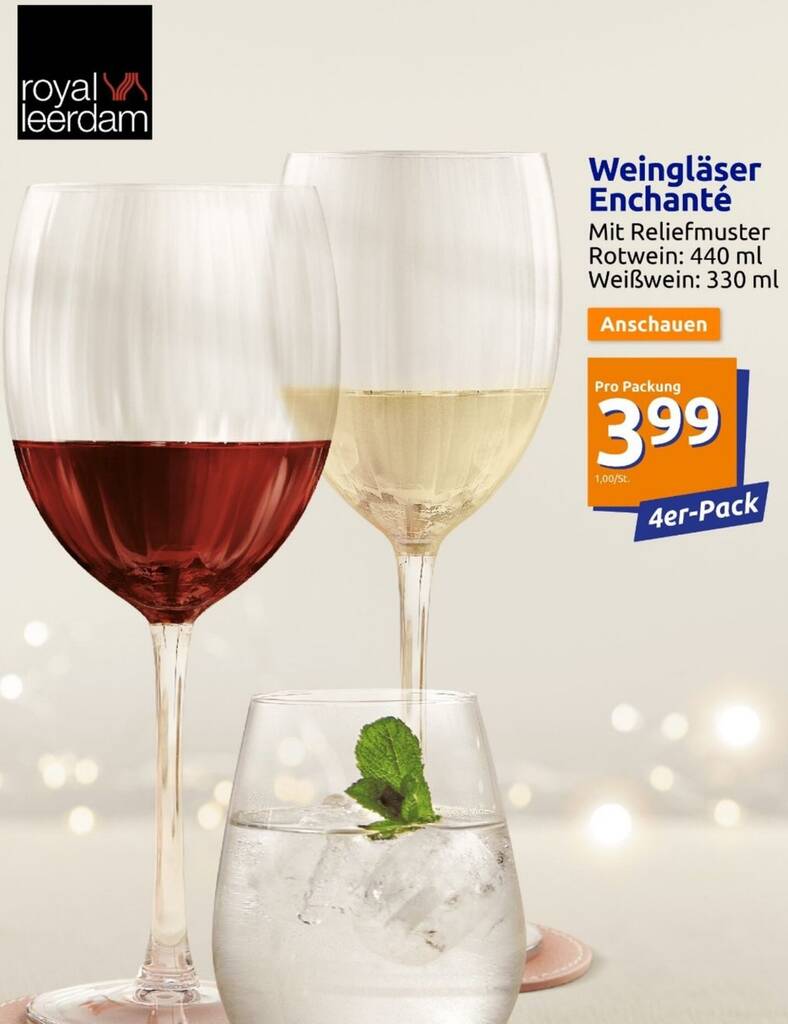 royal leerdam Weingläser Enchanté 4er-Pack Angebot bei Action