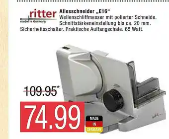 Marktkauf Ritter Allesschneider „e16” Angebot