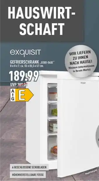 Marktkauf Exquisit Gefrierschrank „6s80-040e” Angebot