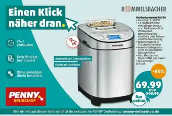 PENNY Rommelsbacher Bortbackautomat Ba 550 Angebot