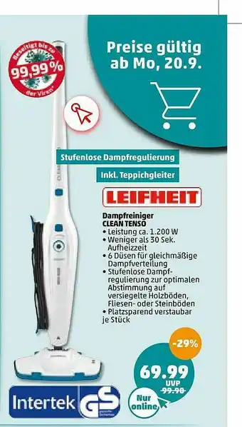 PENNY Leifheit Dampfreiniger Clean Tenso Angebot