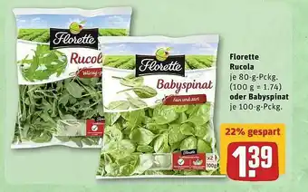 REWE Florette Rucola Oder Babyspinat Angebot