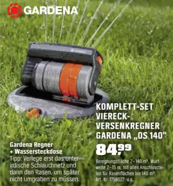 OBI Gardena Komplett Set Viereck Versenkregner Gardena ,,OS 140" Angebot