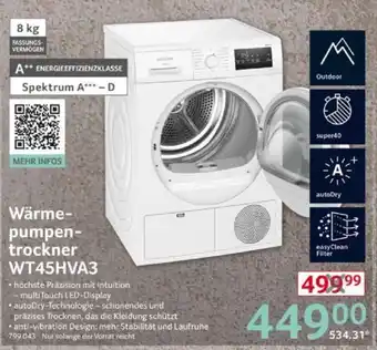 Selgros SIEMENS Wärmepumpentrockner WT45HVA3 Angebot