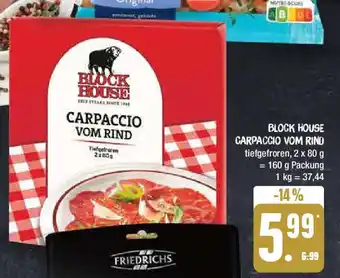 Marktkauf BLOCK HOUSE CARPACCIO VOM RIND tiefgefroren, 2 x 80 g Angebot