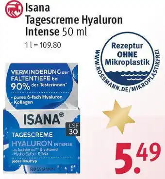 Rossmann Isana Tagescreme Hyaluron Intense 50 ml Angebot