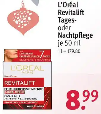 Rossmann L'Oréal Revitalift Tages oder Nachtpflege 50 ml Angebot