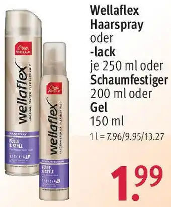 Rossmann Wellaflex Haarspray oder lack 250 ml oder Schaumfestiger 200 ml oder Gel 150 ml Angebot