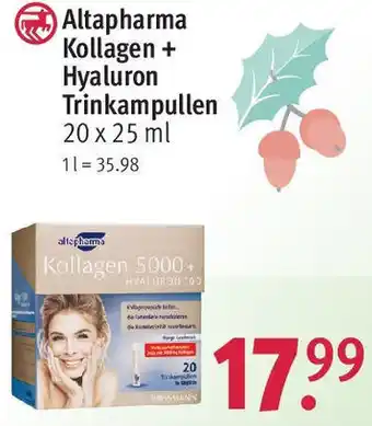 Rossmann Altapharma Kollagen + Hyaluron Trinkampullen 20 x 25 ml Angebot