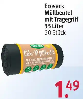 Rossmann Ecosack Müllbeutel mit Tragegriff 35 Liter 20 Stück Angebot