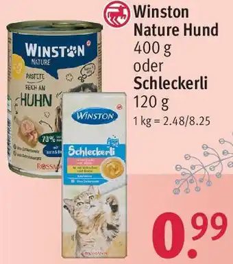 Rossmann Winston Nature Hund 400 g oder Schleckerli 120 g Angebot