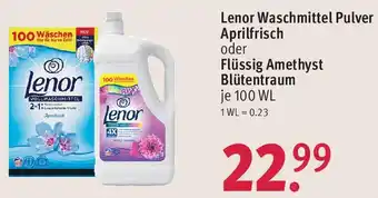 Rossmann Lenor Waschmittel Pulver Aprilfrisch oder Flüssig Amethyst Blütentraum 100 WL Angebot