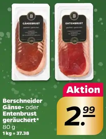 NETTO Berschneider Gänse oder Entenbrust geräuchert 80 g Angebot