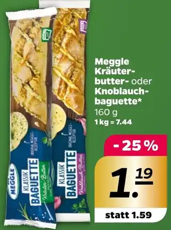 NETTO Meggle Kräuterbutter oder Knoblauchbaguette 160 g Angebot