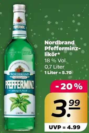 NETTO Nordbrand Pfefferminzlikör 0,7 Liter Angebot