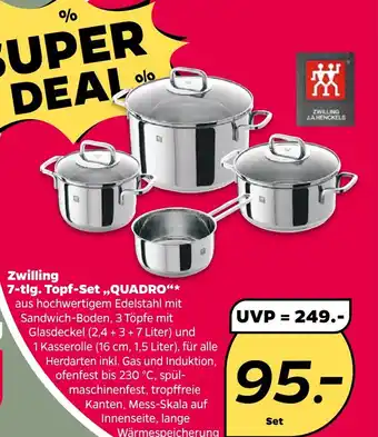 NETTO Zwilling 7-tlg. Topf-Set ,,QUADRO" Angebot