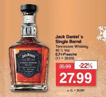 Famila Nord West Jack Daniel's Single Barrel Tennessee Whiskey 45 % Vol. 0,7-1-Flasche Angebot