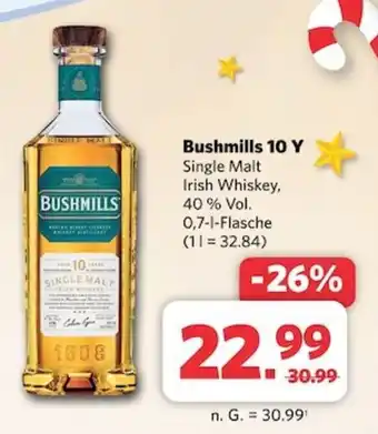 Combi Bushmills 10 Y Single Malt Irish Whiskey, 40% Vol. 0,7-L Angebot