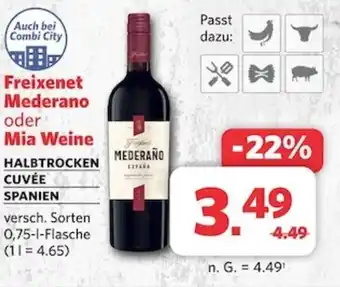 Combi Freixenet Mederano oder Mia Weine 750ml Angebot