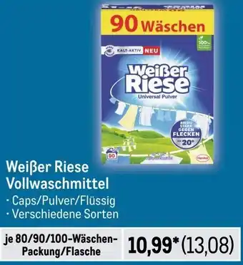 METRO Weißer Riese Vollwaschmittel 80/90/100 Wäschen Packung/Flasche Angebot