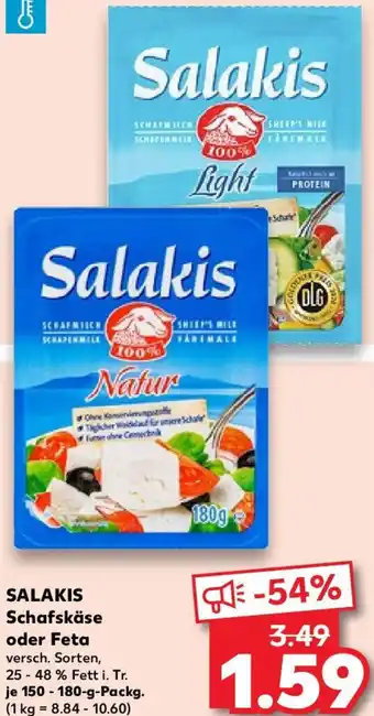 Kaufland SALAKIS Schafskäse oder Feta 150-180 g Packg. Angebot