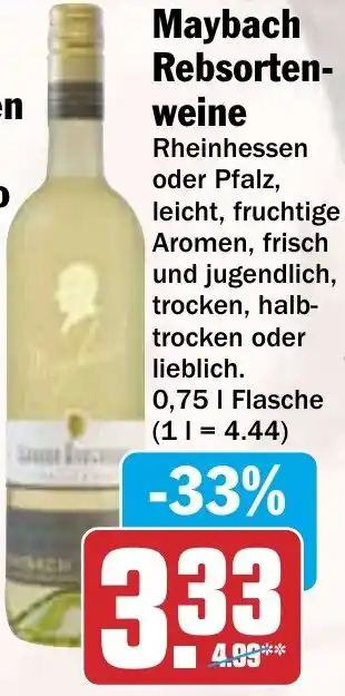 Hit Maybach Rebsortenweine 0,75 L Flasche Angebot