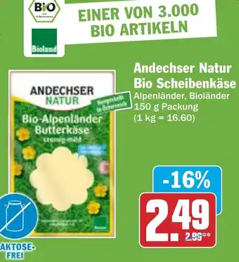 Hit Andechser Natur Bio Scheibenkäse 150 g Packung Angebot