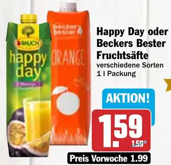 Hit RAUCH Happy Day oder Beckers Bester Fruchtsäfte 1 L Packung Angebot