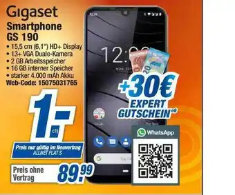 Expert Gigaset Smartphone GS 190 Angebot