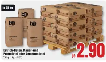 B1 Discount Baumarkt b1 Estrich-Beton, Mauer- und Putzmörtel oder Zementmörtel 25 kg Angebot