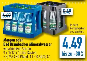 diska Margon oder Bad Brambacher Mineralwasser 9 x 1/12 x 1 Liter Kasten Angebot