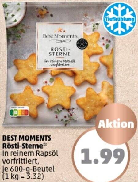 BEST MOMENTS Rösti-Sterne 600 g Beutel Angebot bei PENNY