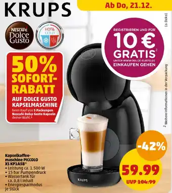 PENNY KRUPS Kapselkaffeemaschine PICCOLO XS KP1A3B Angebot