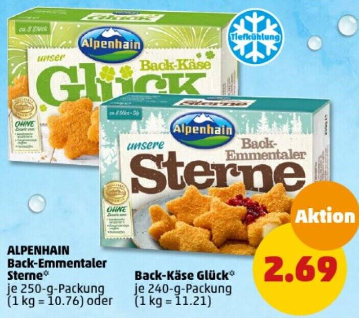 ALPENHAIN Back-Emmentaler Sterne 250 g oder Back-Käse Glück 240 g ...
