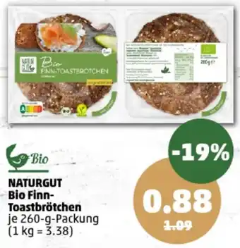 PENNY NATURGUT Bio Finn-Toastbrötchen 260 g Packung Angebot