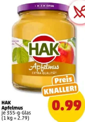 PENNY HAK Apfelmus 355 g Glas Angebot