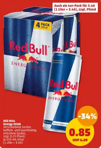 PENNY RED BULL Energy-Drink 250 ml Dose Angebot