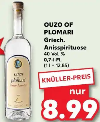 Kaufland OUZO OF PLOMARI Griech. Anisspirituose 0,7 L-Fl. Angebot