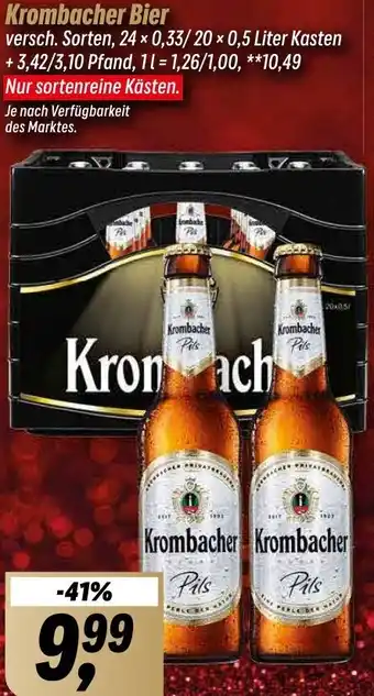 Simmel Krombacher Bier 24 × 0,33/20 × 0,5 Liter Kasten Angebot