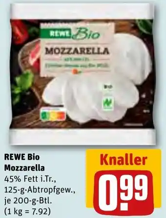 REWE REWE Bio Mozzarella 200 g Btl. Angebot