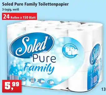 Thomas Philipps Soled Pure Family Toilettenpapier 24 Rollen à 150 Blatt Angebot