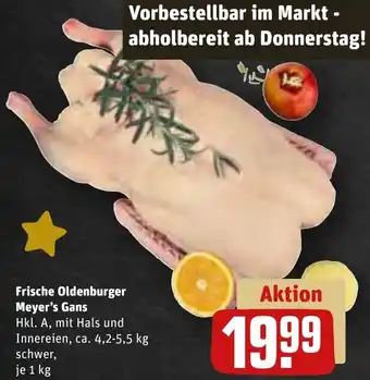 REWE Frische Oldenburger Meyer's Gans 1 kg Angebot