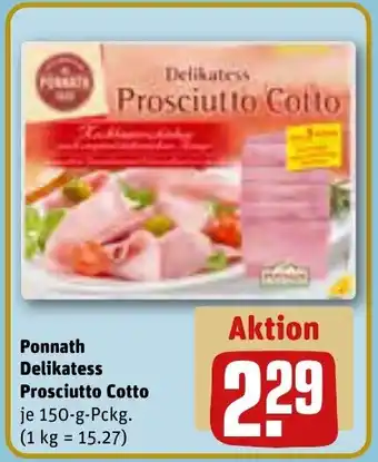 REWE Ponnath Delikatess Prosciutto Cotto 150 g Pckg. Angebot