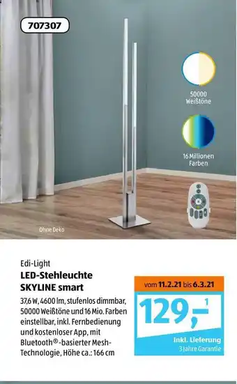 Aldi Süd LED Stehleuchte Skyline Smart Angebot