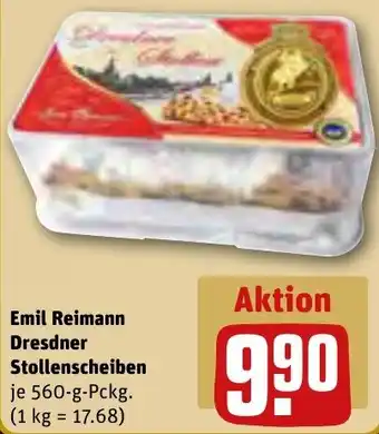 REWE Emil Reimann Dresdner Stollenscheiben 560 g Pckg. Angebot