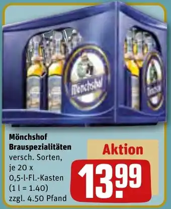 REWE Mönchshof Brauspezialitäten 20x0,5 L-Fl. Kasten Angebot