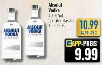 diska Absolut Vodka 40 % Vol. 0,7 Liter Flasche Angebot