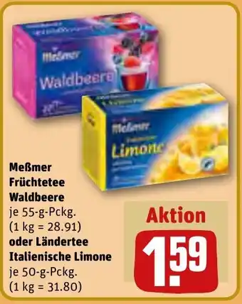 REWE Meßmer Früchtetee Waldbeere 55 g oder Ländertee Italienische Limone 50 g Pckg. Angebot