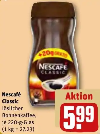 REWE Nescafé Classic 220 g Glas Angebot